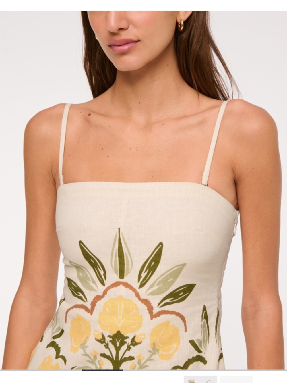 Strapless Linen-Blend Skort with Yellow Floral - Picture 2 of 3